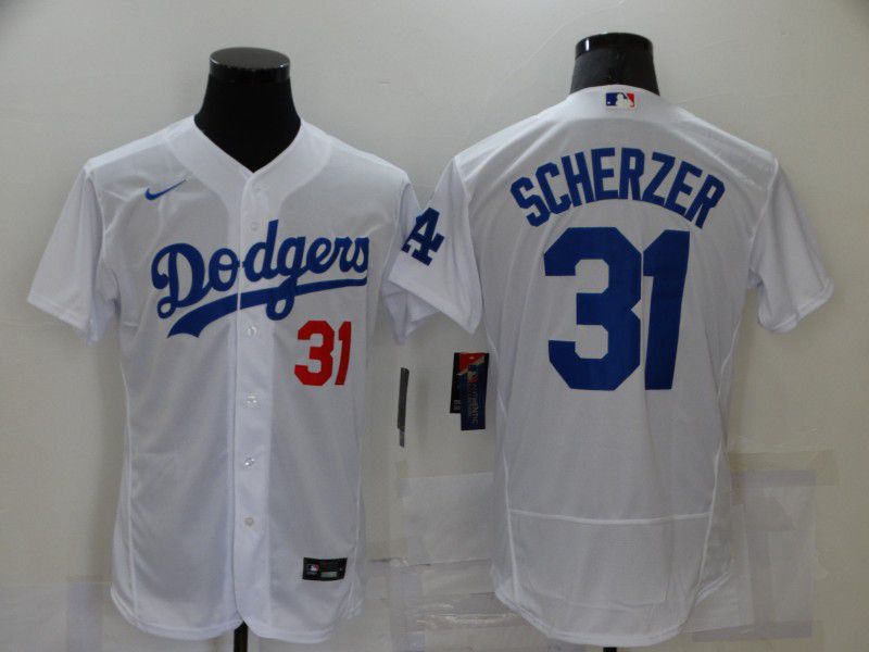 Men Los Angeles Dodgers #31 Scherzer White Elite 2021 Nike MLB Jerseys->new york yankees->MLB Jersey